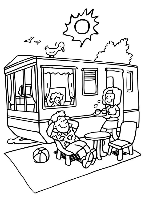 Plansa de colorat cu Camping 28 21